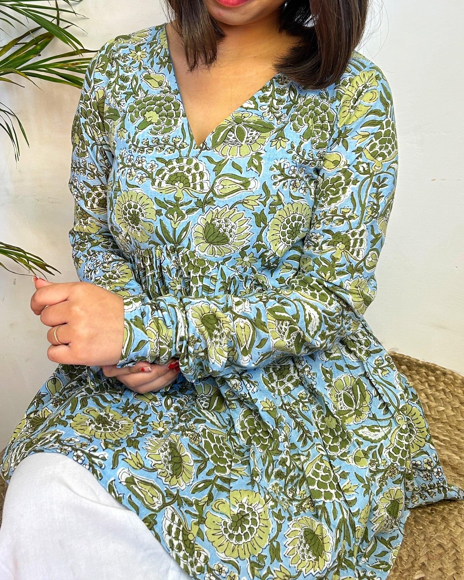 Lush Breeze Peplum Top (Customisable-Neck/Sleeves)