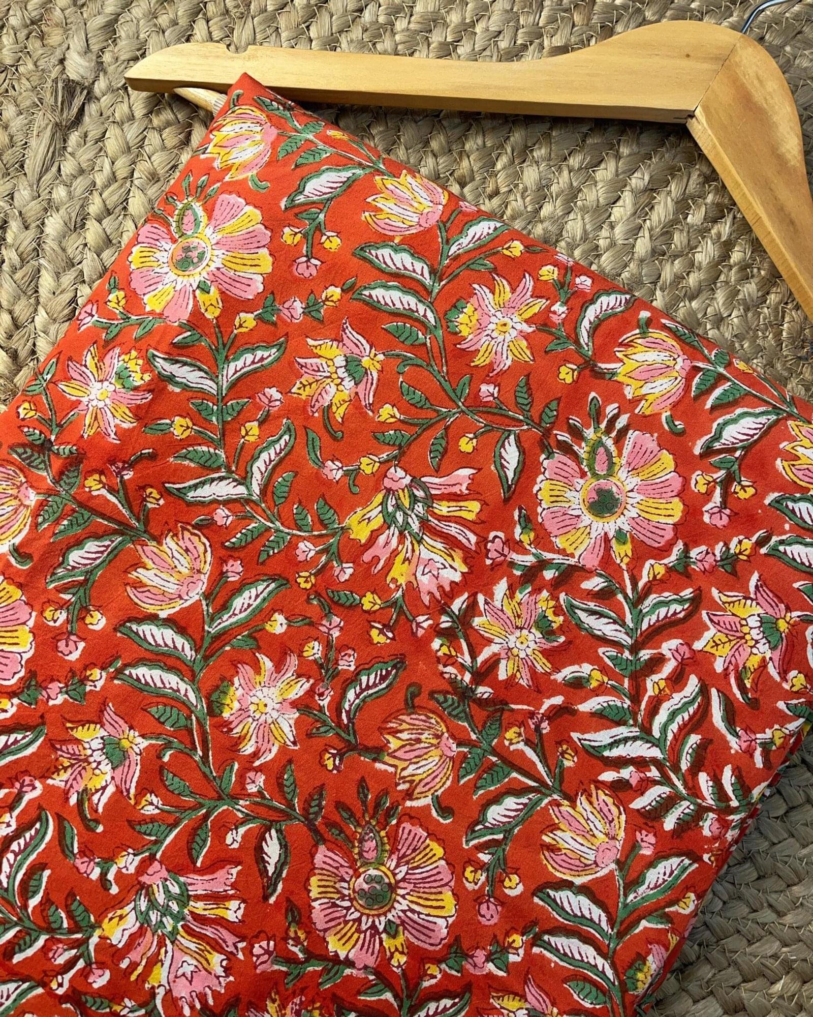 Fiery Petals Kurti (Customisable-Length/Neck/Sleeves)