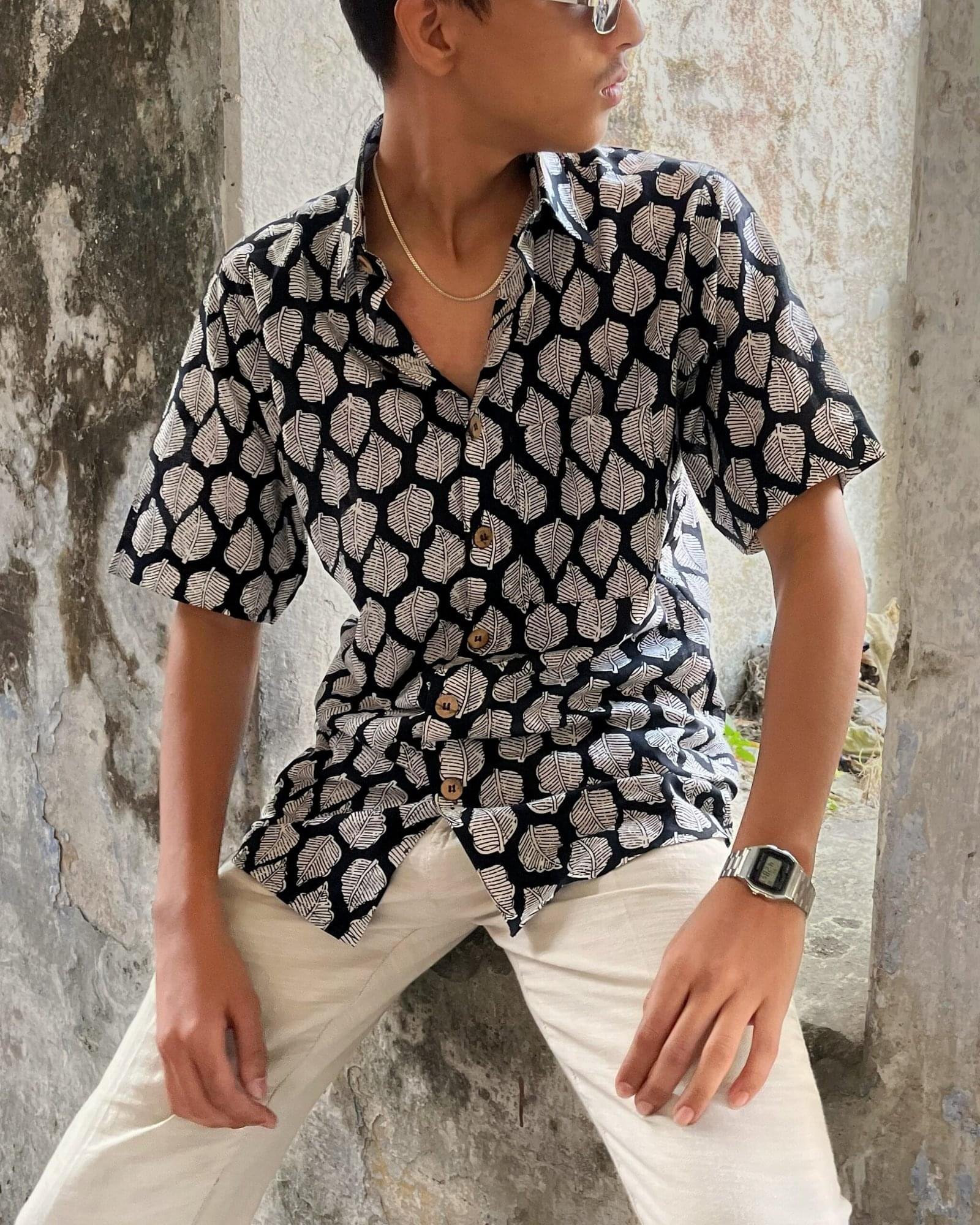 Eclipse Mens Shirt/Kurta Hand Screen Printed (Standard Fit)