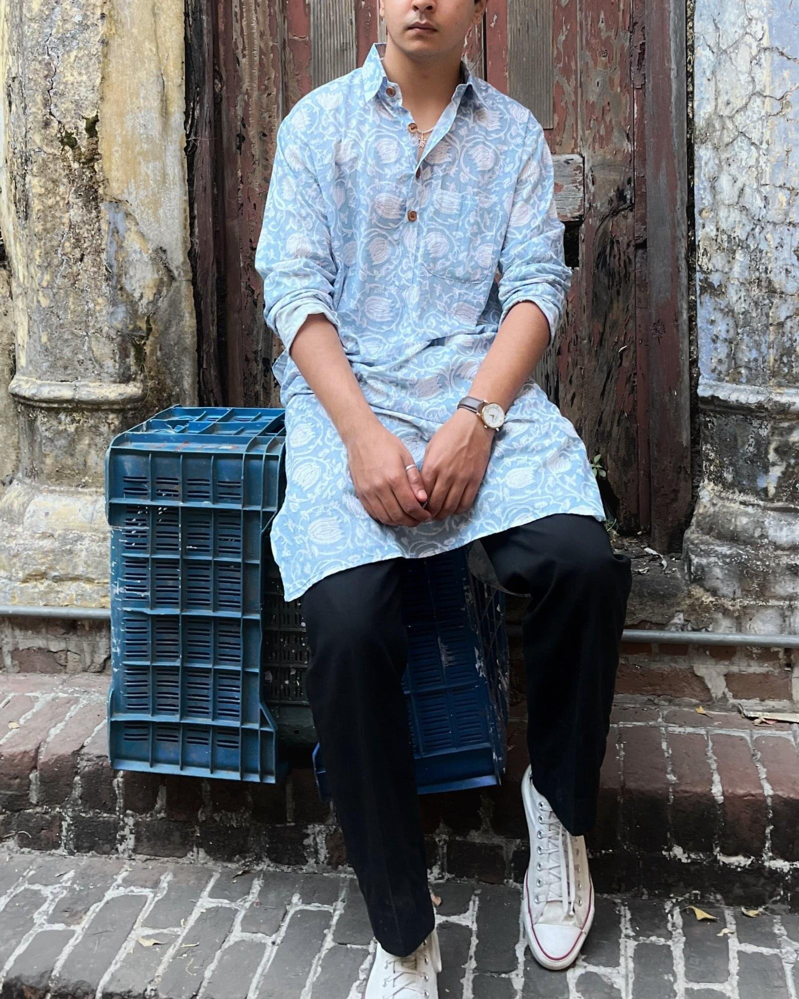 Blue Bell Mens Shirt/Kurta Hand Screen Printed (Standard Fit) - Image 2