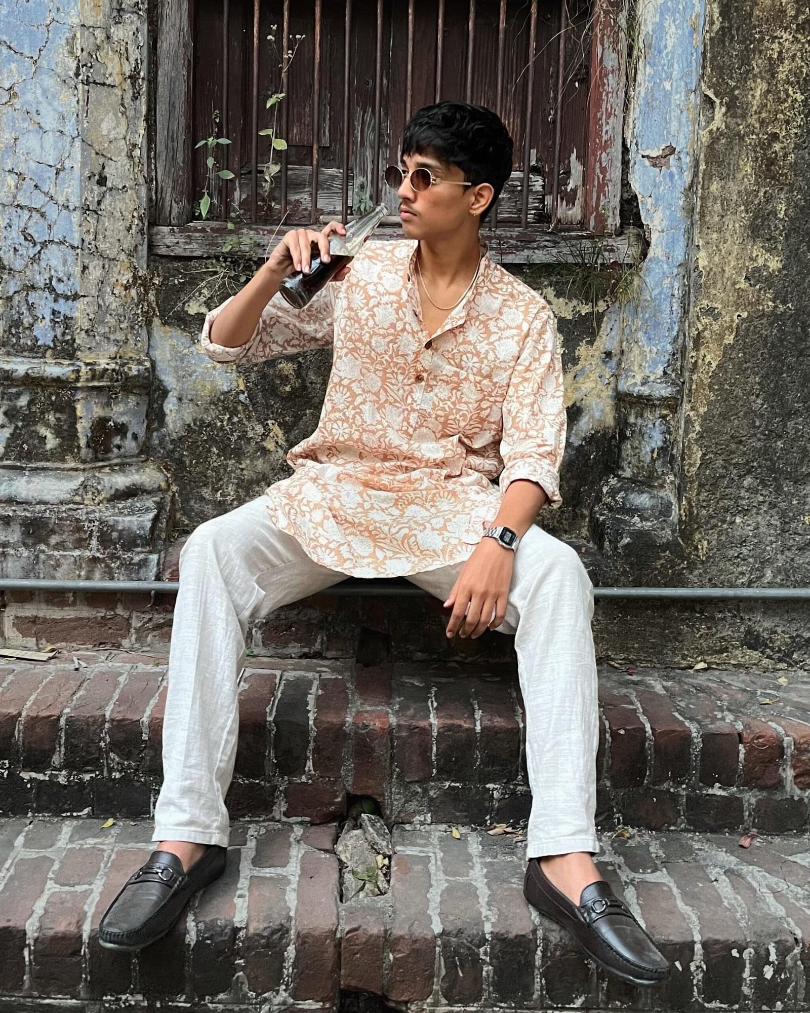 Kesar Mens Shirt/Kurta Hand Screen Printed (Standard Fit) - Image 2