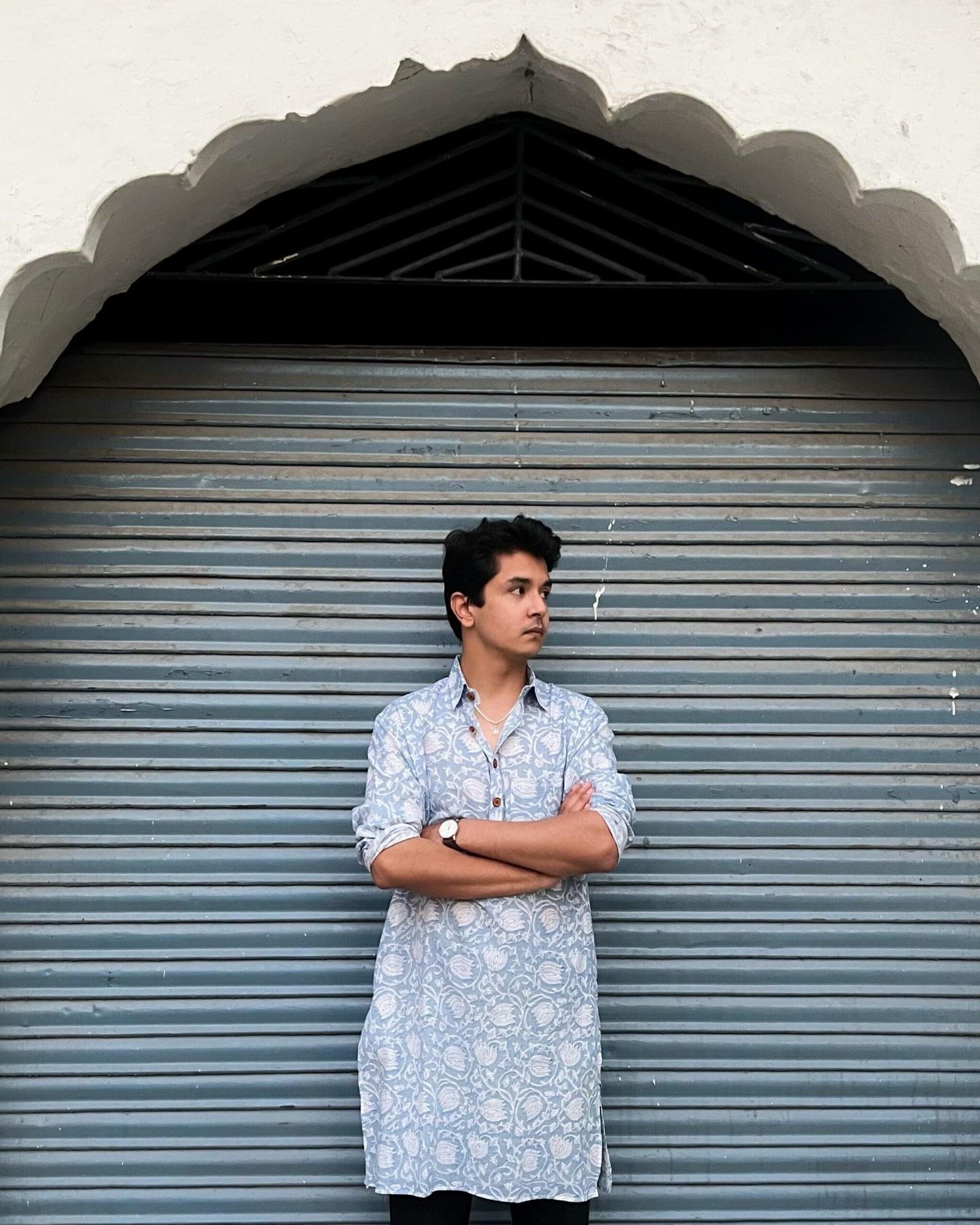 Blue Bell Mens Shirt/Kurta Hand Screen Printed (Standard Fit)