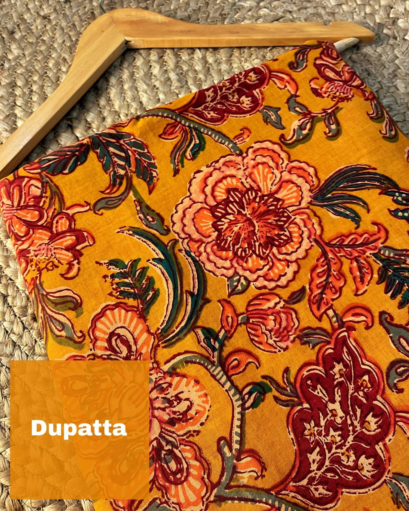 Golden Roses Anarkali Suit Set (Customisable-Neck/Sleeves)