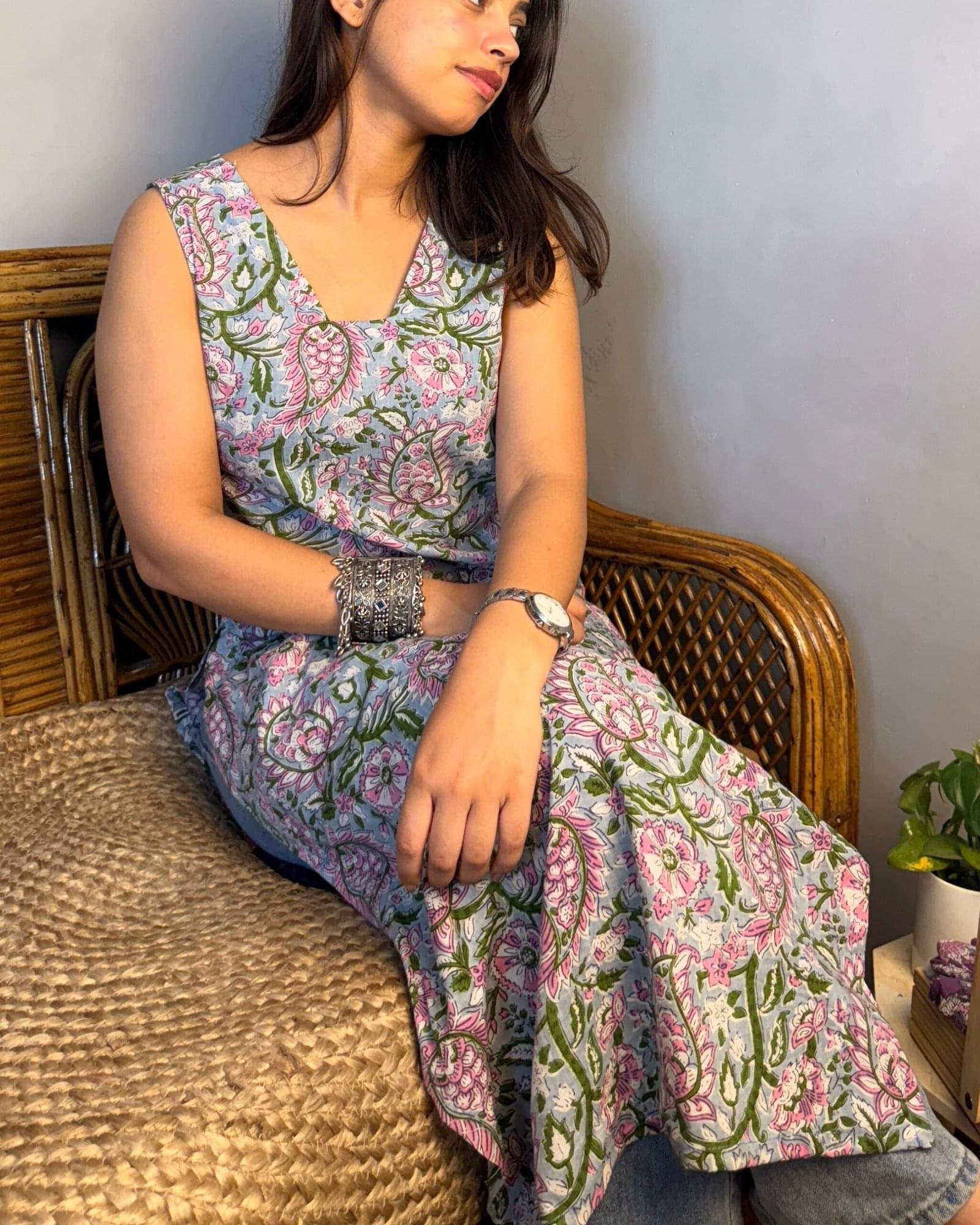 Garden Muse Short/Long Kurti (Customisable-Length/Neck/Sleeves) - Image 2